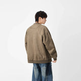 Distressed Pattern Casual Full Zip Jacket