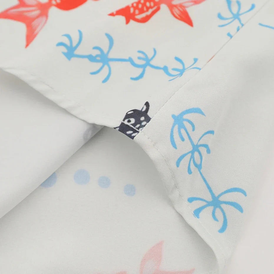 Golden Fish Graphic Hawaiian Short Shirt