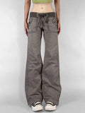 Retro Lace Up Low Rise Pants