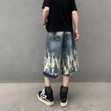 Flame Graphic Print Denim Short