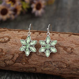 Green Stone Vintage Silver Dangle Earrings