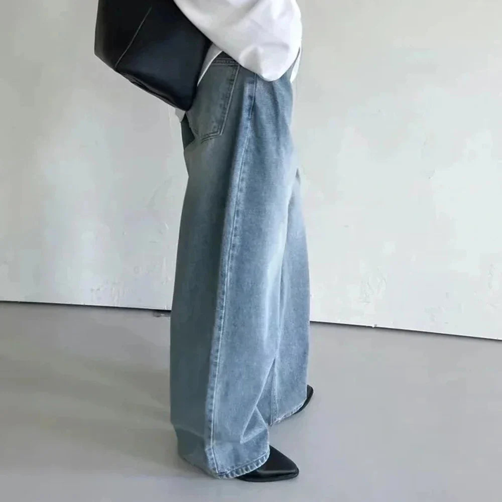Long-lasting Patchwork Button Loose Jeans