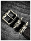 Ancient Silver Pin Buckle Leather Belt