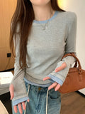 Vibrant Striped Long Sleeve Round T-shirt