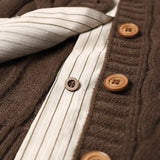 Twist Fake Two Pieces Polo Collar Cardigan
