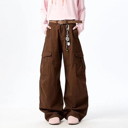 Streetwear Wide Leg Curved Knife Cargo Pants