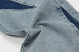Blue Star Letter Embroidery Straight Denim Pants