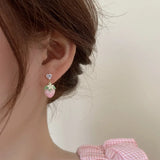 Korean Strawberry Flower Love Heart Earrings