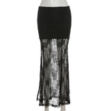Dark Lace Patchwork Long Gothic Skirt