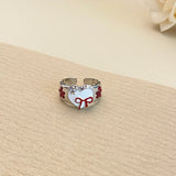 Sweet Heart Red Bow Rings