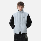 Stylish Logo Printed Stand Neck Puffer Vest