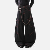 Streetwear Curved Knife Wide Leg Denim Cargo Jeans