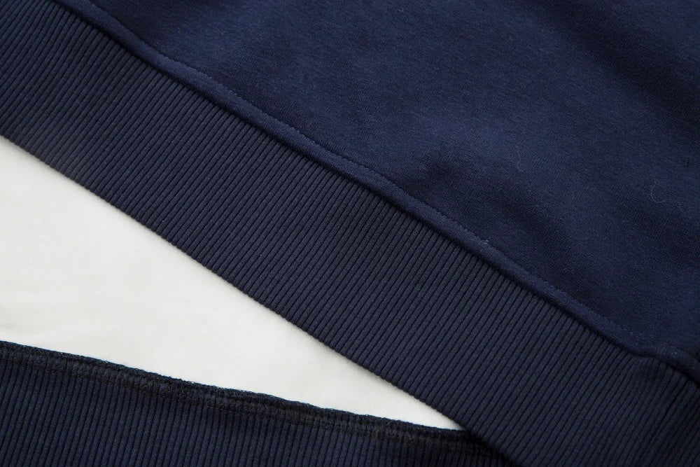 Paneled Contrast Print Fleece V-Neck Sweatshirt