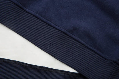 Paneled Contrast Print Fleece V-Neck Sweatshirt