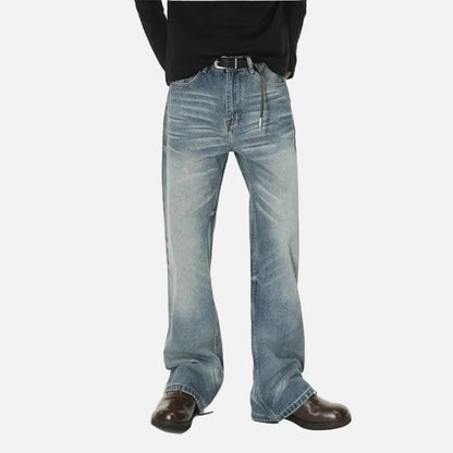 American Style Vintage Washed Blue Denim Jeans