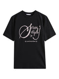 Women Versatile Retro Loose Round Neck Alphabet T-Shirt