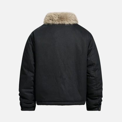Camouflage Single Breasted Fur Collar Padded Jacket