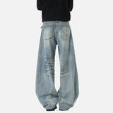 Korean Style Washing Moustache Effect Denim Jeans
