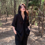 Women White Button Down Casual Korean Style Shirt