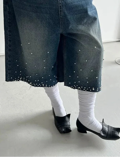 Women Flaffy Streetwear Calf Length Jorts