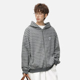 Y2K Embroidered Oversized Striped Hooded Sweatshirt