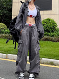 Y2K Parachute Black Cargo Pants