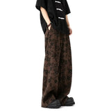 Retro Japanese Style Printed Wide Leg Pants