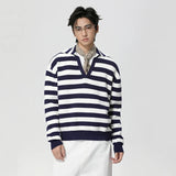 Contrast Color Loose Fit V-Neck Knitted Sweater