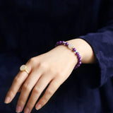Purple Beaded Jade Buddha Bracelet