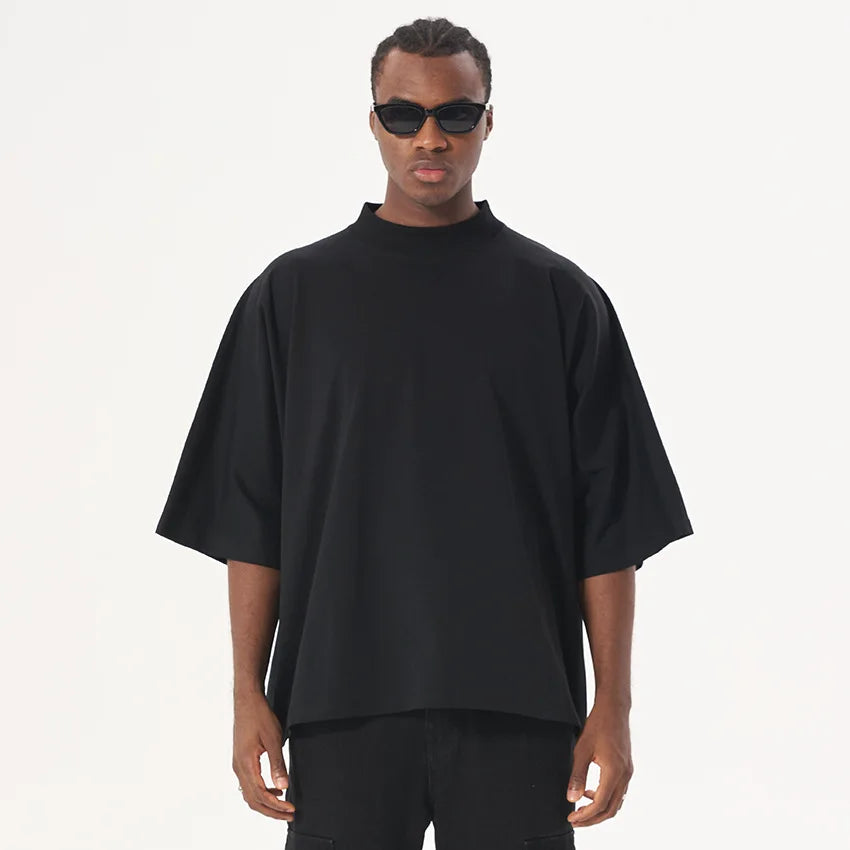 Black Boxy Cropped Hip Hop T-Shirt