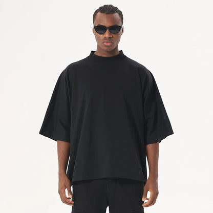 Black Boxy Cropped Hip Hop T-Shirt