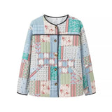Women Vintage Floral Chic Padded Jacket