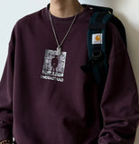 Versatile Loose Fit Round Neck Print Sweatshirt