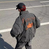 Embroidered Neutral Vintage Style Puffer Jacket