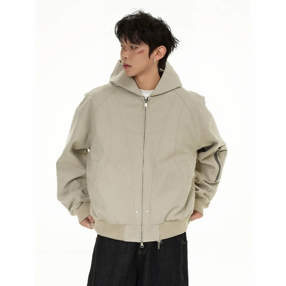 Elevated Modern Casual Hooded Bomber Jacket