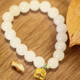 Elegant White Jade Beaded Bracelet