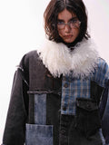 Retro Oversized Casual Patchwork Denim Jacket