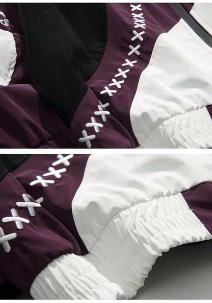 Embroidery Stripe Patchwork Jacket