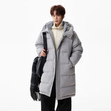 Fashionable Solid Color Hooded Puffer Zipper Coat