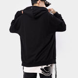 Zip Up Cardigan Solid Black Hoodie