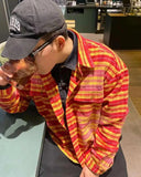 Retro Korean Style Patcwork Trend Flannel Shirt