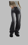 Black Mid-Waist Straight Cut Jeans