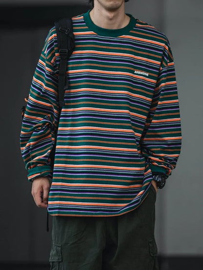 Retro Striped Casual Fit Long Sleeve T-Shirt