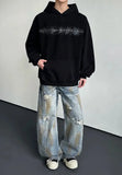 Chic Black Rhinestone Heat Melting Hoodie