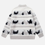 Butterfly Pattern Half Zipper Sweater