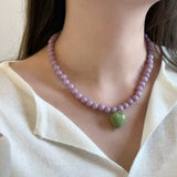 Colorful Heart Pendant Beaded Necklace