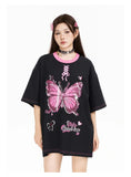Women Butterfly Print Hip Hop Funny Polyester T-Shirt