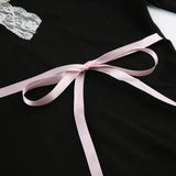 Cute Bandage Lace Trim Deep T-Shirt