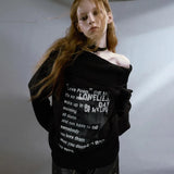 Vintage Grunge Aesthetics Off Shoulder Sweater