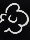 Women Vintage Black Floral Knitted Pullover Sweater